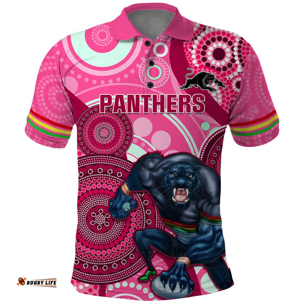 Custom NRL Panthers Polo Shirt Indigenous Penrith Dynamic Pink Version