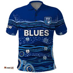 Custom Text And Number NSW Blues Rugby Polo Shirt Aboriginal Indigenous