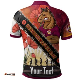 Broncos Rugby Polo Shirt - Custom Remembrance Day LEST WE FORGET Polo Shirt Amazing Aussie
