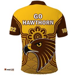 Hawthorn Football Polo Shirt Go Hawks 1902 Aboriginal Art Amazing Aussie