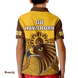 Hawthorn Football Polo Shirt Go Hawks 1902 Aboriginal Art Amazing Aussie