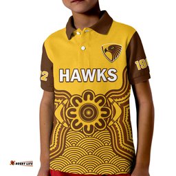 Hawthorn Football Polo Shirt Go Hawks 1902 Aboriginal Art Amazing Aussie