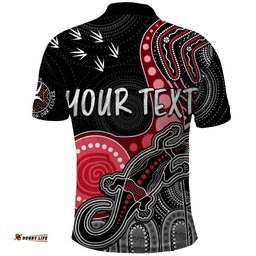 Personalised NAIDOC Week 2023 AFL Bombers Polo Shirt Aboriginal Dot Art Lizard Mix Boomerang