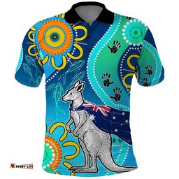 Personalised Australia Kangaroo Polo Shirt Aboriginal Tribal Art Stylization