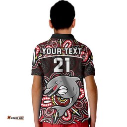Custom Personalised Dolphins Rugby Polo Shirt Aboriginal Dot Painting Amazing Aussie
