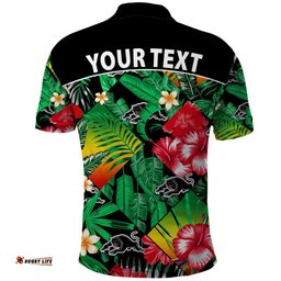 Custom Personalised Panthers Rugby Polo Shirt Fashion Tropical Jungle Flowers