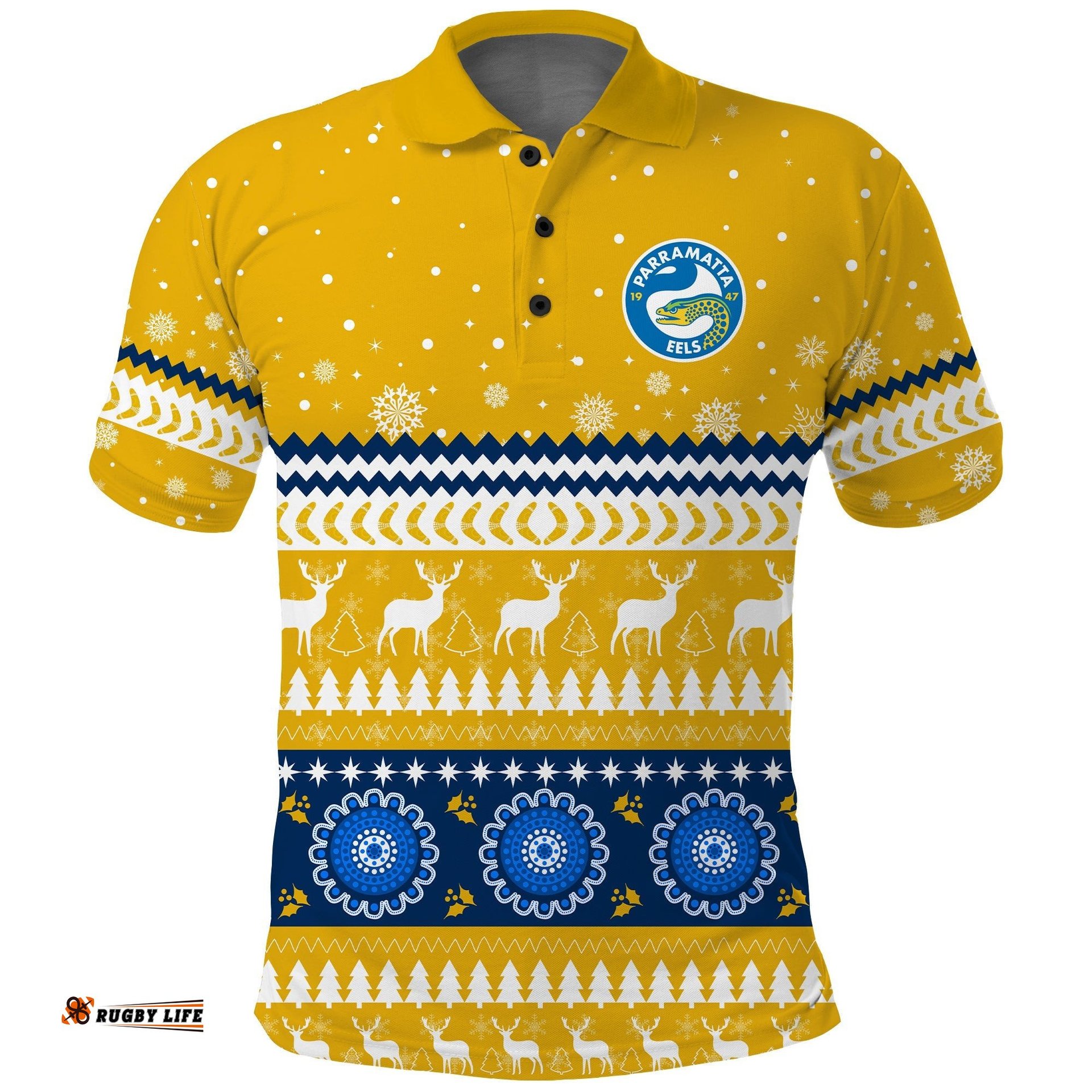 Eels Rugby Polo Shirt Christmas Parramatta Gold Amazing Aussie