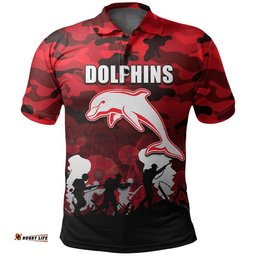 Custom Personalised NRL Anzac Day Polo Shirt Dolphins Army Style Amazing Aussie