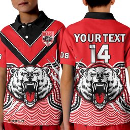 Custom Text And Number North Sydney Rugby Polo Shirt Bears 1908 Indigenous Pattern Amazing Aussie