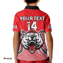Custom Text And Number North Sydney Rugby Polo Shirt Bears 1908 Indigenous Pattern Amazing Aussie