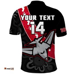 Custom Text And Number Essendon Football Polo Shirt Go Bombers 1872 Aboriginal Art Amazing Aussie