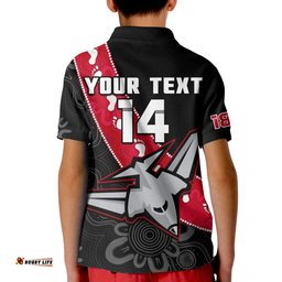 Custom Text And Number Essendon Football Polo Shirt Go Bombers 1872 Aboriginal Art Amazing Aussie