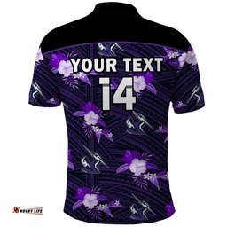 Custom Text And Number Storm Rugby Polo Shirt Polynesian Tribal Mix Tropical Hawaiian Style