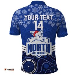 Custom North Melbourne Football Christmas Polo Shirt Merry Xmas 2023 Mix Aboriginal Art