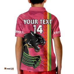 Custom Text And Number Panthers Rugby ANZAC Polo Shirt Aboriginal Mix Poppy Camouflage Pink Amazing Aussie