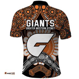 Giants Football Polo Shirt Boomerang Indigenous Dots Amazing Aussie