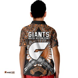 Giants Football Polo Shirt Boomerang Indigenous Dots Amazing Aussie