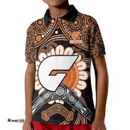 Giants Football Polo Shirt Boomerang Indigenous Dots Amazing Aussie