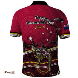 June 6 Queensland Day Polo Shirt Australian Aboriginal Art