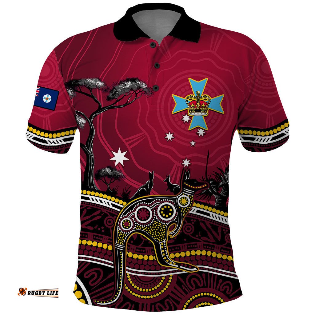 June 6 Queensland Day Polo Shirt Australian Aboriginal Art