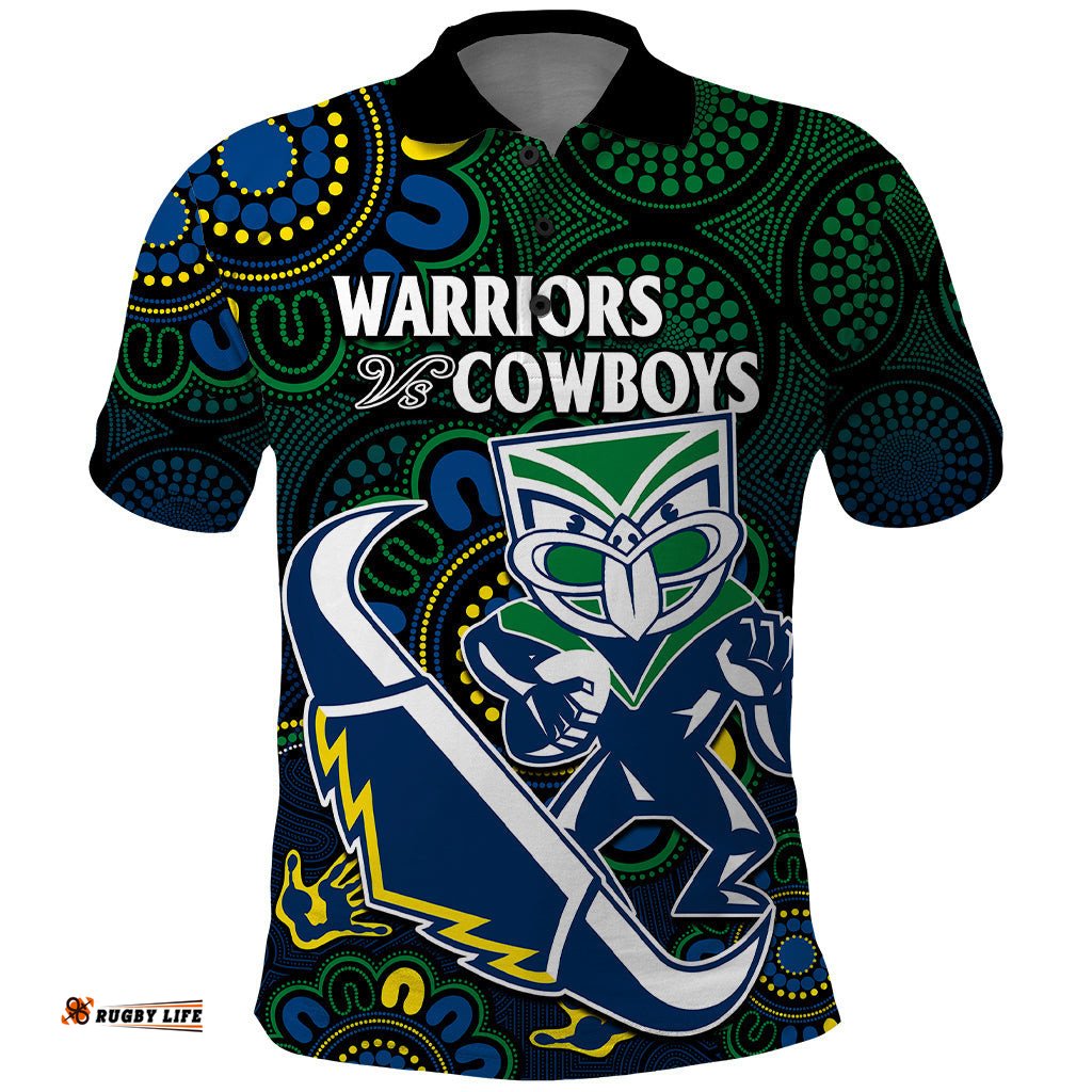NRL Combine Warriors and Cowboys Polo Shirt Aboriginal