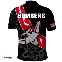 Essendon Football Polo Shirt Go Bombers 1872 Aboriginal Art Amazing Aussie