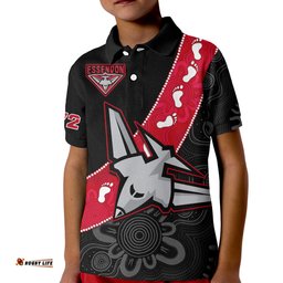 Essendon Football Polo Shirt Go Bombers 1872 Aboriginal Art Amazing Aussie
