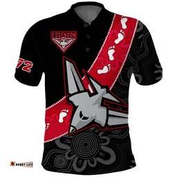 Essendon Football Polo Shirt Go Bombers 1872 Aboriginal Art Amazing Aussie