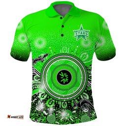Custom Text and Number Melbourne Stars Polo Shirt Cricket Aboriginal Amazing Aussie