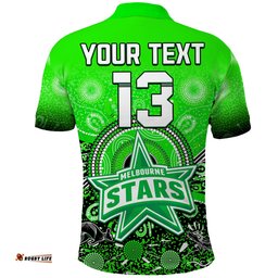 Custom Text and Number Melbourne Stars Polo Shirt Cricket Aboriginal Amazing Aussie