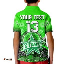 Custom Text and Number Melbourne Stars Polo Shirt Cricket Aboriginal Amazing Aussie