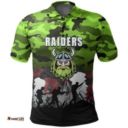 Custom Personalised NRL Anzac Day Polo Shirt Raiders Army Style Amazing Aussie