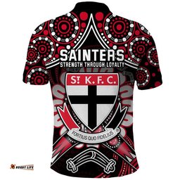 St Kilda Saints Polo Shirt Boomerang Indigenous Dots Amazing Aussie