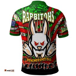 Rabbitohs Rugby Polo Shirt - Custom Rabbitohs Remembrance Day And Poppies Polo Shirt Amazing Aussie