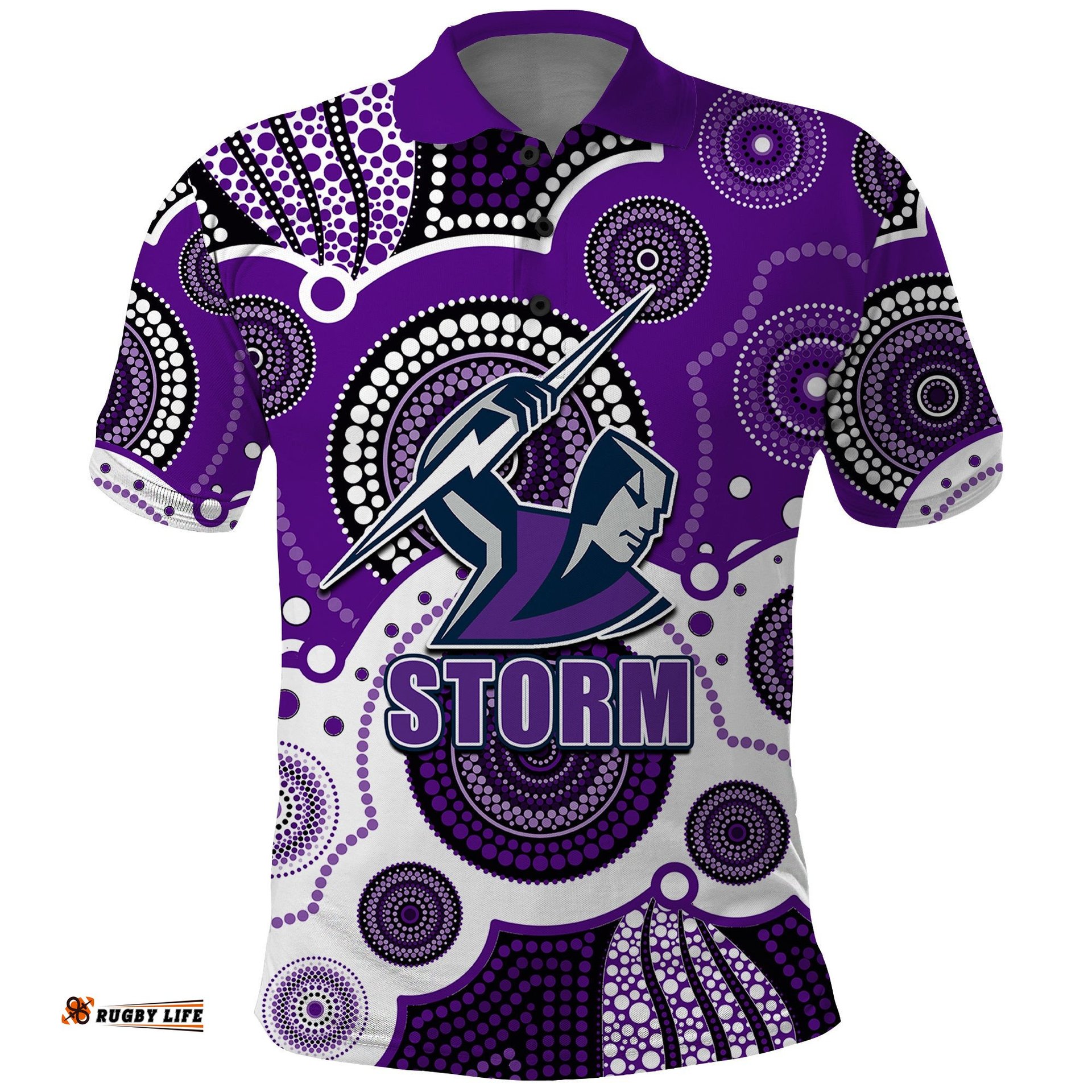 Custom Personalised And Number STORM NRL Polo Shirt Aboriginal Patterns