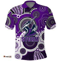 Custom Personalised And Number STORM NRL Polo Shirt Aboriginal Patterns