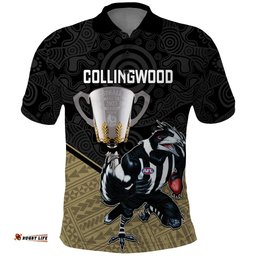 Personalised Collingwood Football Polo Shirt Magpies Go Champions 2023 Polynesian Indigenous Art