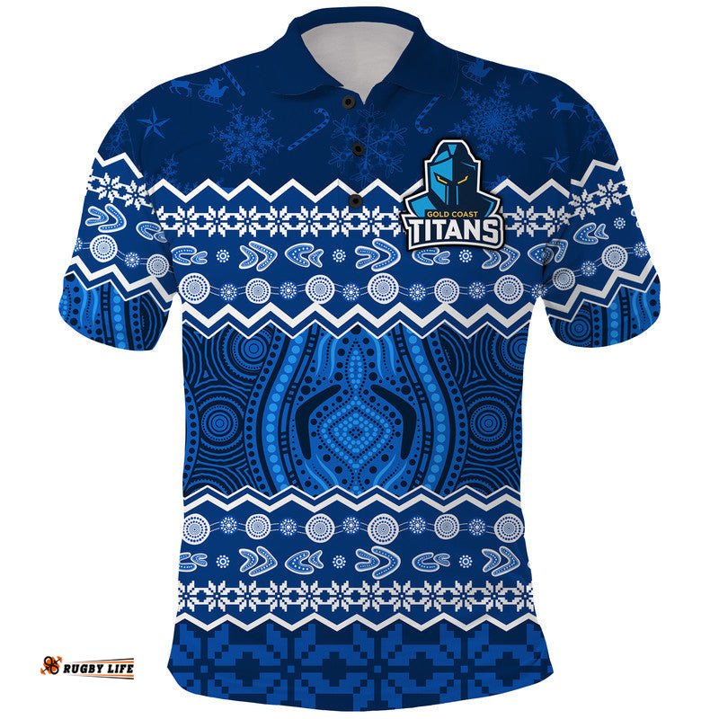 Custom Personalised Titans Aboriginal Gold Coast Christmas Vibe Polo Shirt Amazing Aussie