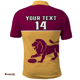 Personalised Brisbane Lions Football 2023 Polo Shirt Sporty Gold Version