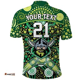 Custom Personalised Raiders Rugby Polo Shirt Boomerang Indigenous Dots Amazing Aussie