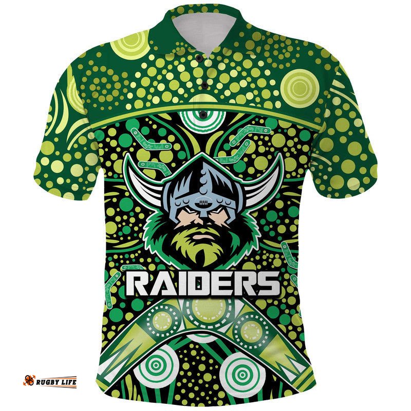 Custom Personalised Raiders Rugby Polo Shirt Boomerang Indigenous Dots Amazing Aussie