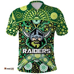 Custom Personalised Raiders Rugby Polo Shirt Boomerang Indigenous Dots Amazing Aussie