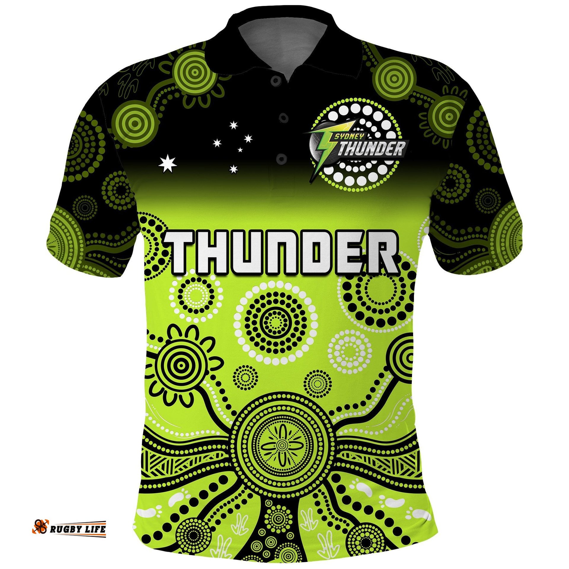 Thunder Polo Shirt Sydney Gradient Aboriginal Art Amazing Aussie