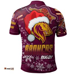 Broncos Rugby Polo Shirt - Custom Christmas Santa Hat Horse Rugby Ball Polo Shirt Amazing Aussie