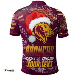 Broncos Rugby Polo Shirt - Custom Christmas Santa Hat Horse Rugby Ball Polo Shirt Amazing Aussie