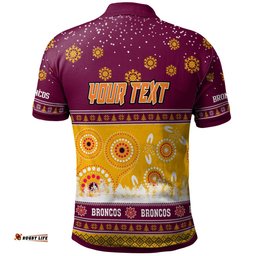 Broncos Rugby Christmas Polo Shirt - Custom Broncos Ugly Christmas And Aboriginal Patterns Polo Shirt Amazing Aussie