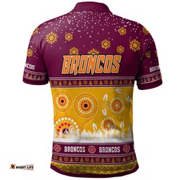Broncos Rugby Christmas Polo Shirt - Custom Broncos Ugly Christmas And Aboriginal Patterns Polo Shirt Amazing Aussie