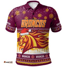 Broncos Rugby Christmas Polo Shirt - Custom Broncos Ugly Christmas And Aboriginal Patterns Polo Shirt Amazing Aussie