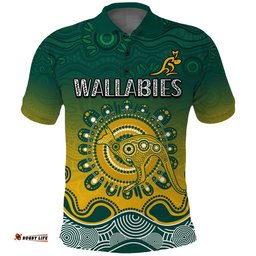 Custom Text and Number Wallabies Rugby Australia Polo Shirt Aboriginal Amazing Aussie