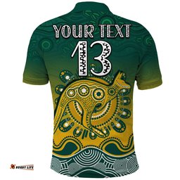 Custom Text and Number Wallabies Rugby Australia Polo Shirt Aboriginal Amazing Aussie